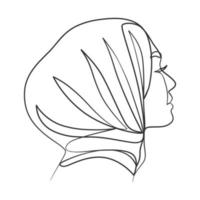 disegno a tratteggio continuo della ragazza dell'hijab vettore