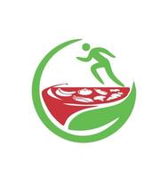 semplice cibo sano per il logo dell'uomo sportivo e l'icona del vettore