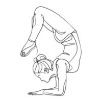 yoga ragazza disegno a linea continua design minimalista vettore