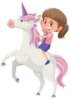 Una ragazza che monta un unicorno vettore