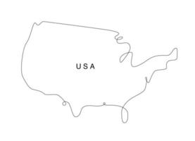 mappa a linea continua degli stati uniti d'america. mappa usa line art. illustrazione vettoriale nord america. mondo occidentale a contorno unico.
