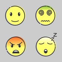 set emoji, emoticon doodle, illustrazione vettoriale. vettore