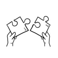 vettore di illustrazione montato sull'icona del puzzle di doodle disegnato a mano