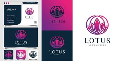 logo loto e modello di biglietto da visita, gradiente, moderno, unico, spa, bellezza, salute, vettore premium