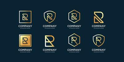 collezione di loghi con modello di concept design lettera r, iniziale, logo, vettore premium