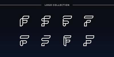 liscio e moderno di lettera f logo set, collezione, unico, nuovo, moderno, lettera, line art premium vector