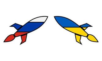 russia vs ucraina missile bandiera icona disegno vettoriale illustrazione.