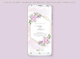 elegante modello mobile per la storia dell'invito a nozze vettore