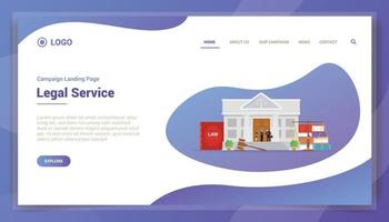 concetto di servizio legale per la home page di destinazione del modello di sito Web vettore