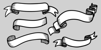 doodle di illustrazioni di banner a nastro isolate su uno sfondo bianco. illustrazione vettoriale disegnata a mano.