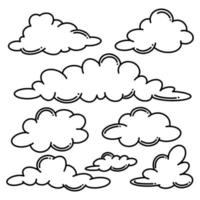 doodle set di nuvole disegnate a mano isolate per il concept design. illustrazione vettoriale. vettore