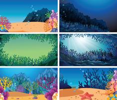 Set di diverse scene subacquee vettore