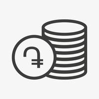 icona del dramma armeno. illustrazione vettoriale del profilo dei soldi. mucchio di monete icona isolato su sfondo bianco. contanti accatastati. simbolo di valuta dell'armeno