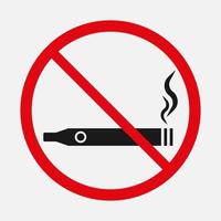 nessun segno di sigaretta elettronica. strumenti per fumare vape vietato icona vettore isolato su sfondo bianco