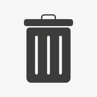 icona del cestino. vettore di simbolo del bidone della spazzatura. immondizia, rifiuti, immondizia