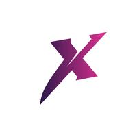 lettera x logo. modello di concetto di progettazione logo viola vettore