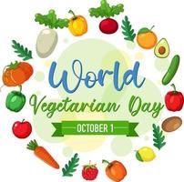 logo della giornata mondiale vegetariana con verdura e frutta vettore