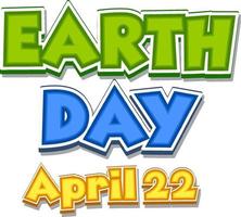 giorno della terra 22 aprile tipografia logo design vettore
