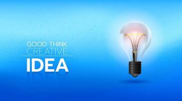 lampadine su sfondo blu per la creatività. vettore