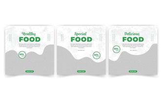 design del modello di post sui social media di cibo e ristorante. banner di social media per il settore alimentare. vettore
