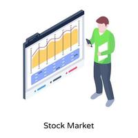 prendi questa straordinaria illustrazione isometrica del mercato azionario vettore