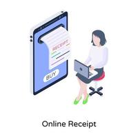 pagare tramite carta, illustrazione isometrica vettore del pagamento online