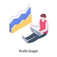 illustrazione isometrica del grafico di profitto in stile modificabile vettore