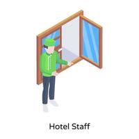 scarica l'illustrazione isometrica premium del personale dell'hotel vettore