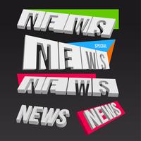 Elementi di notizie variopinti 3D su priorità bassa scura vettore