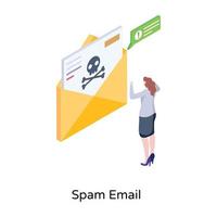 e-mail di spam, illustrazione isometrica premium vettore