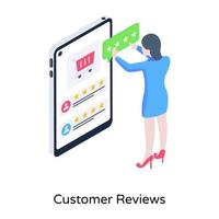 illustrazione vettoriale isometrica delle recensioni dei clienti, download premium