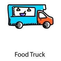 icona di stile doodle camion cibo vettore
