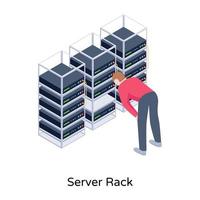 icona isometrica moderna del rack del server vettore