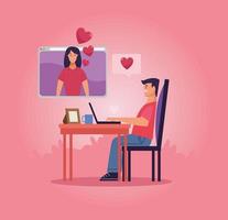 relazione d'amore a distanza e laptop vettore