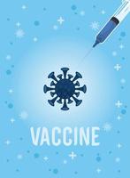 scritte sul vaccino con particella covid19 vettore