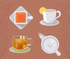 bevanda del tè quattro icone vettore