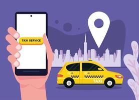 servizio taxi e smartphone vettore