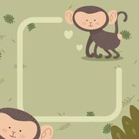 simpatiche scimmie in cornice vettore