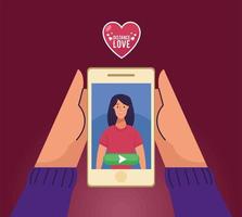 lettere d'amore a distanza e smartphone vettore