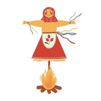 bambola di paglia tradizionale russa da bruciare durante la festa di maslenitsa o shrovetide. carnevale russo delle vacanze.