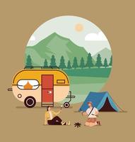 camper e persone beige vettore