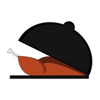 illustrazione grafica vettoriale di cibo in padella con un pollo alla griglia cotto per cena