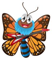 Farfalla che suona la chitarra elettrica vettore