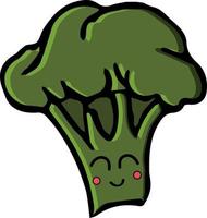 broccoli sorridente. icona di broccoli del fumetto che ride. doodle illustrazione vettoriale di broccoli verdi