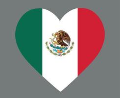 Messico bandiera nazionale nord america emblema cuore icona illustrazione vettoriale elemento di disegno astratto