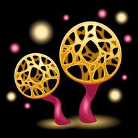 coppia fantasia funghi cartone animato isolato sfondo nero vettore