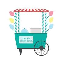 illustrazione piatta vettoriale del carrello dello zucchero filato. rimorchio per roulotte fast street food.