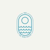 icona del logo del distintivo della linea minimalista dell'onda dell'oceano vettore