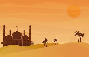 moschea sullo sfondo del deserto vettore