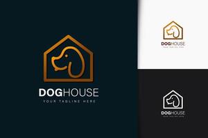 design del logo della casa del cane con sfumatura vettore